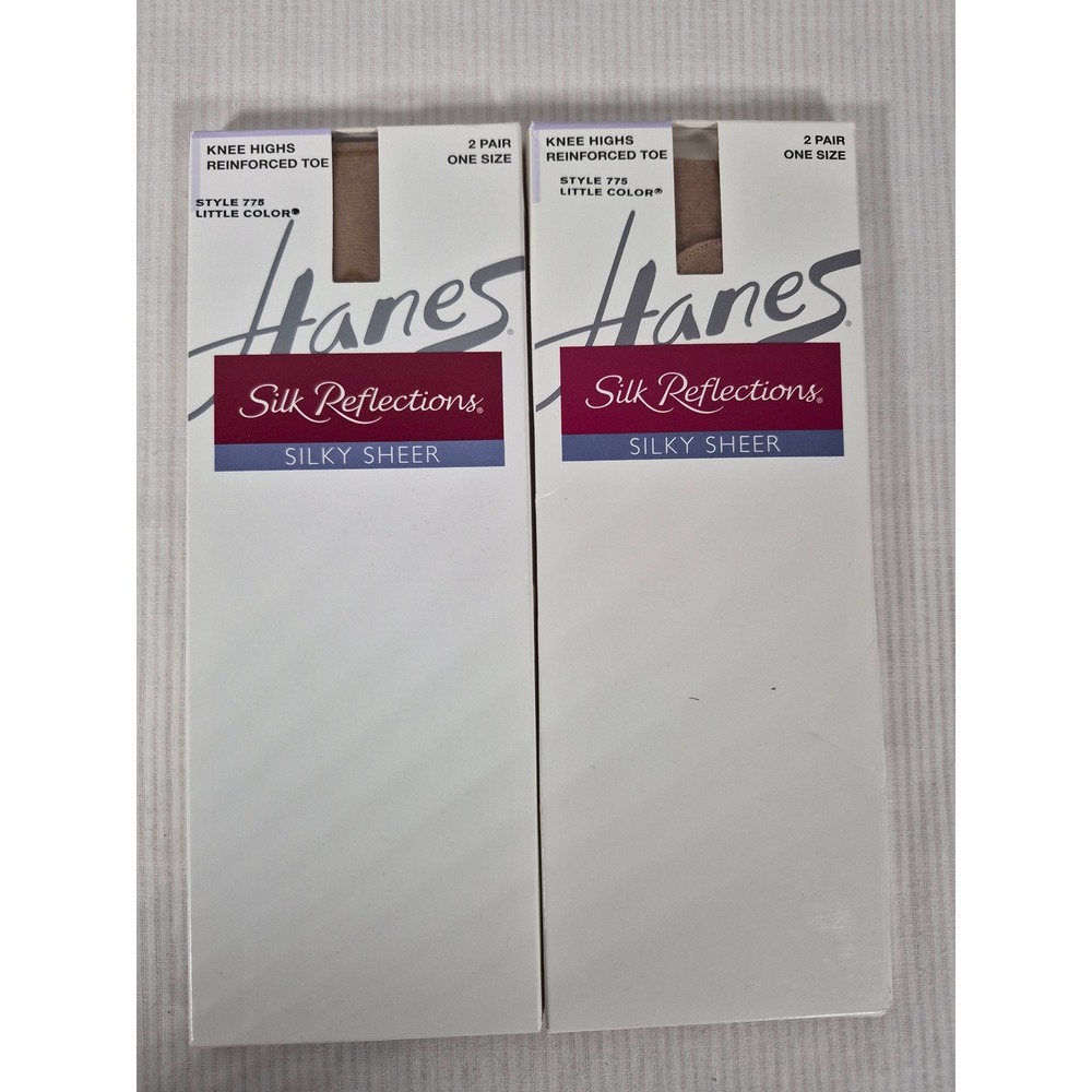 Hanes Silk Reflections Silky Sheer Knee Highs 4 Pairs "Little Color" Style 775